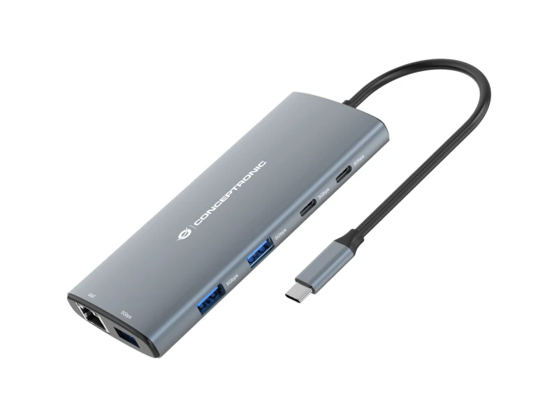 Image of Conceptronic DONN06G 10-in-1 USB 3.2 Gen 1 Docking Station. HDMI. 100W