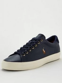 Image of Polo Ralph Lauren Longwood Perforated Leather Trainers - Navy
