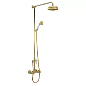 Image of Hudson Reed Traditional Thermostatic Shower Valve With Detachable Head & Kit - Brushed Brass