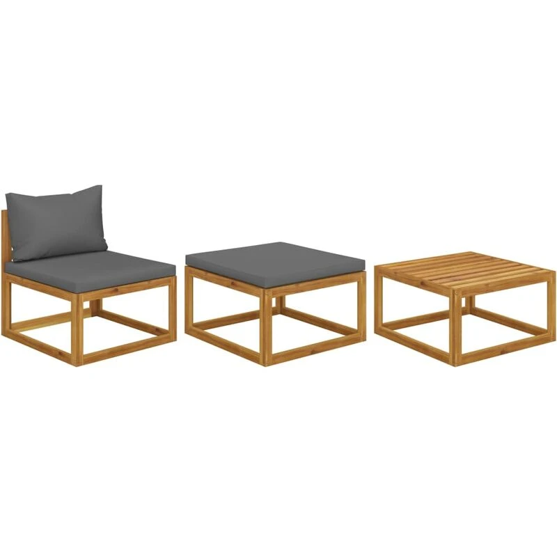 Image of VIDAXL 3 Piece Garden Lounge Set with Cushions Solid Wood Acacia Vidaxl 8720845737122