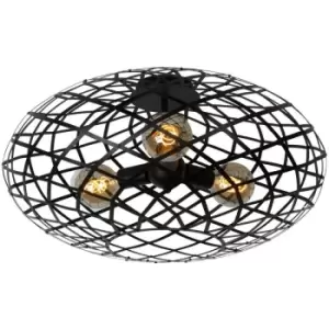 Image of Lucide WOLFRAM - Flush Ceiling Light - Ø65cm - 3xE27 - Black