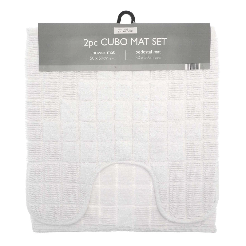 Image of Country Club Country Club White - Cubo Shower & Pedestal Mat Set Size: Bath Mat White Bath Mat Unisex 5023674228421
