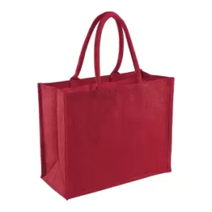 Image of Westford Mill Classic Jute Shopper Bag (21 Litres) (One Size) (Red/Red)