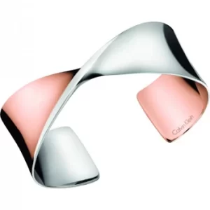 Image of Ladies Calvin Klein Two-Tone Steel and Rose Plate Small Supple Bangle