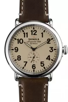 Image of Mens Shinola Runwell 47mm Dark Coffee Leather Strap Watch