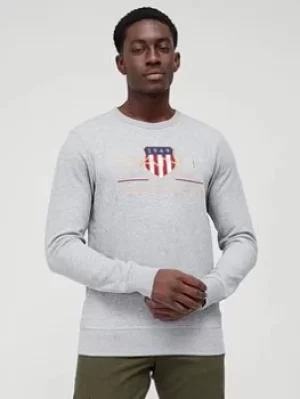 Image of Gant Gant Archive Shield Sweatshirt, Grey Melange, Size S, Men
