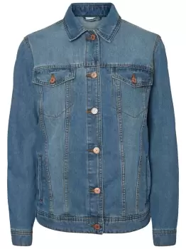 Image of NOISY MAY Long Denim Jacket Women Blue