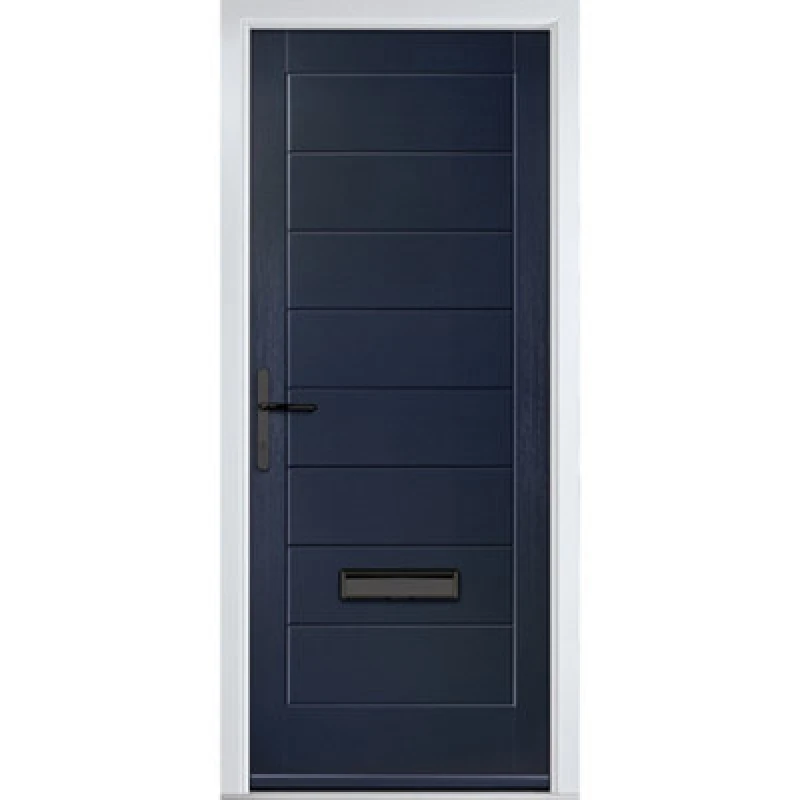 Image of Lacerta Composite Door Monza Solid Blue 920mm X 2090mm Open In Right Hand No Glass 10 Year Guarantee - Free Delivery & Smart Lock