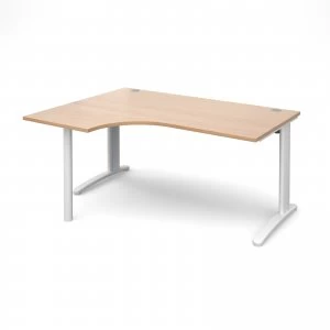 Image of TR10 Left Hand Ergonomic Desk 1600mm - White Frame Beech Top