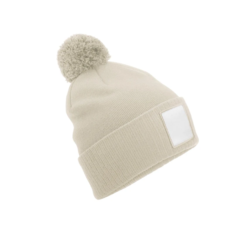 Image of Beechfield Beechfield Men Pom Pom Beanie in Light Beige Light Beige One Size Male 5063574673839