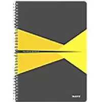 Image of LEITZ Office Wirebound Notebook A4 Ruled Cardboard Yellow Perforated Pack of 5