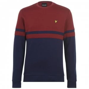 Image of Lyle and Scott Panel Stripe Sweatshirt - Navy / Red SMU