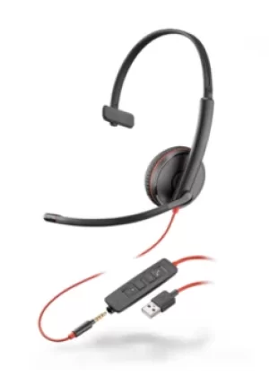 Image of Poly Blackwire C3215 USB A Wired Headset Headband Monaural 3.5mm Jack Compatible with Mac and Windows