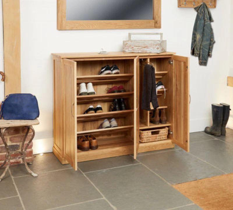 Image of Baumhaus Mobel Oak Extra Large Shoe Cupboard
