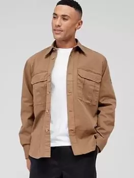 Image of BOSS Lisel Overshirt - Beige , Beige, Size 2XL, Men