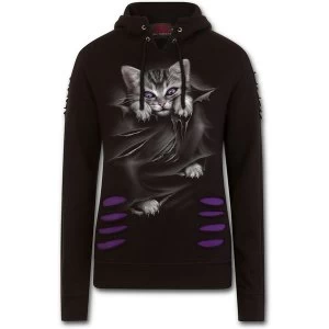 Image of Bright Eyes Womens XX-Large Ripped Hoodie - Purple/Black