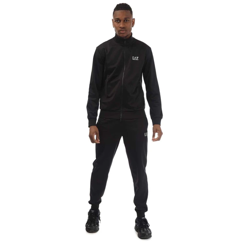 Image of EA7 Logo Zip Tracksuit Black S