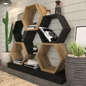 Image of Decorotika Cicek 120 Cm Wide Hexagonal Bookshelf ,Hexagonal Display Shelving Unit , Room Divider Bookcase ,Modern Decorotive Storage