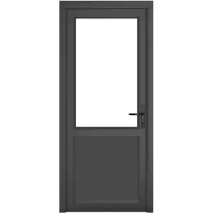 Image of Crystal uPVC Single Door Half Glass Half Panel Left Hand Open In 920mm x 2090mm Clear Double Glazed Grey/White (each)