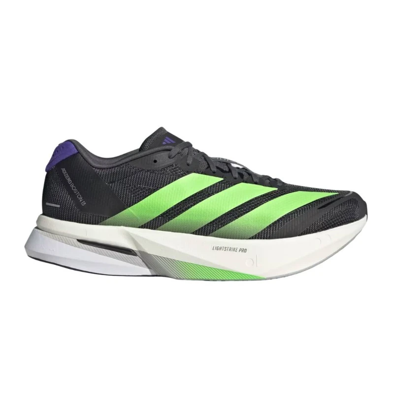 Image of Adidas Adizero Boston 13 Shoes Black Green SS26, Size UK 8
