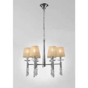 Image of Tiffany pendant light 6+6 E14+G9 bulbs, polished chrome with bronze shade & transparent crystal