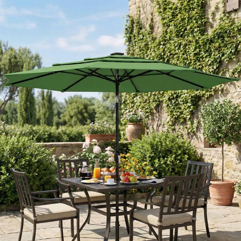Image of OUTSUNNY Garden Parasol, Outdoor Umbrella with Tilt Function in Green Size: 3000mm x 3000mm Green Unisex 3000mm x 3000mm