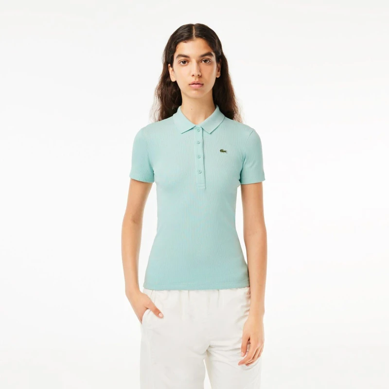 Image of Lacoste Slim Fit L.12.D Ribbed Polo Shirt Mint female 10