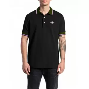 Image of Replay Cotton Polo Shirt Mens - Black