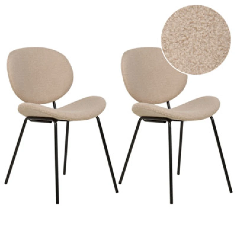 Image of Beliani Set Of 2 Dining Chairs Luana Boucle Taupe