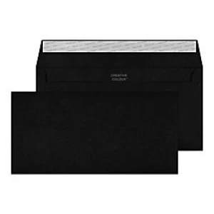 Image of Creative Dark Coloured Envelopes DL+ Peel & Seal 114 x 229mm Plain 120 gsm Jet Black Pack of 500