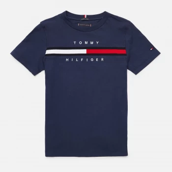 Image of Tommy Hilfiger Boys' Flag Rib Insert T-Shirt - Navy - 10 Years