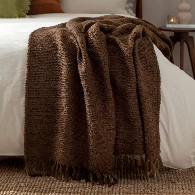 Image of Candar Textured Boucle Throw Cocoa