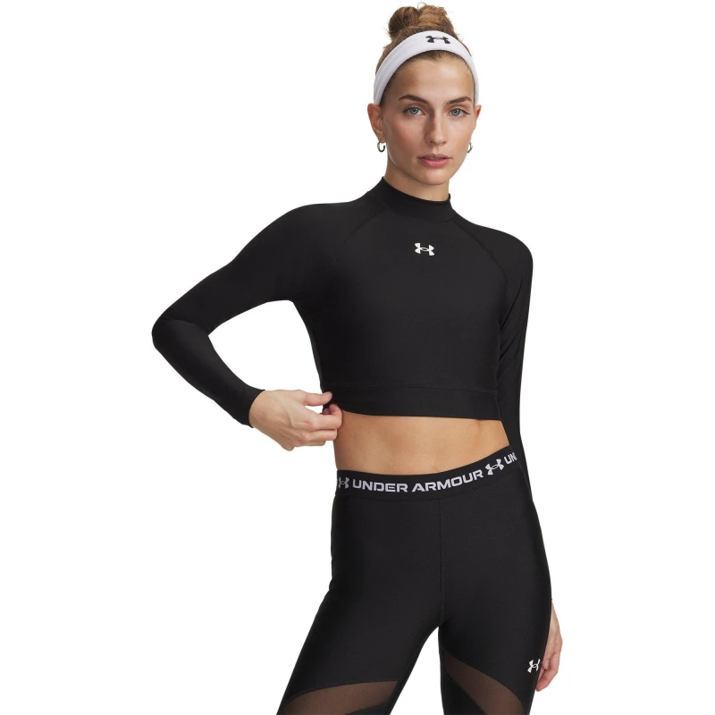Image of Under Armour UA HG Crop Mock LS Ld63 Black/White female 10 (S)