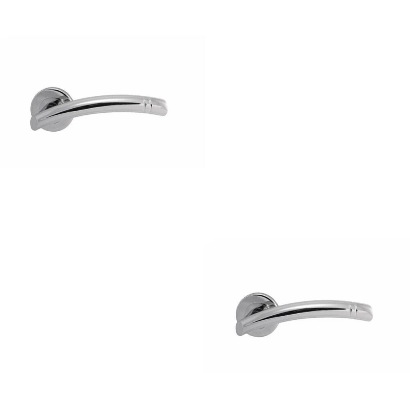 Image of Loops 2x PAIR Arched Round Bar Lever with Ring Detailing Concealed Fix Polished Chrome Multi