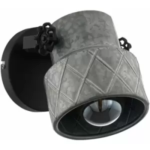 Image of Loops - LED Wall Light / Sconce Raw Steel Adjustable Drum Shade 1 x 40W E27 Bulb