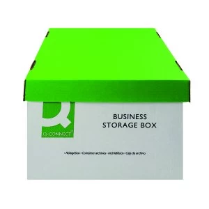 Image of Q Connect Green and White Business Storage Box 335x400x250mm Pack of