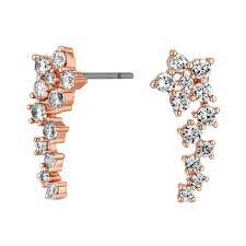 Image of Jon Richard Rose Gold Plated Mini Ear Climber - pink