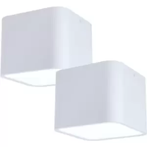 Image of 2 PACK Wall / Ceiling Light White Aluminium Square Downlight 1x 28W E27
