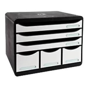 Image of Exacompta Store Box Glossy, 6 Drawers, Black/Glossy White, Pack of 1