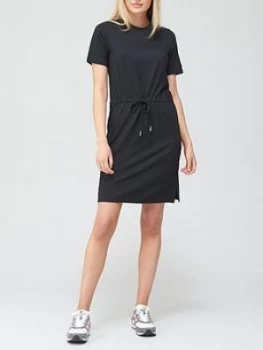 Image of Superdry Drawstring T-Shirt Dress - Black, Size 8, Women