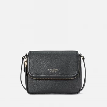 Image of Kate Spade New York Womens Run Around Large Flap Cross Body Bag - Black