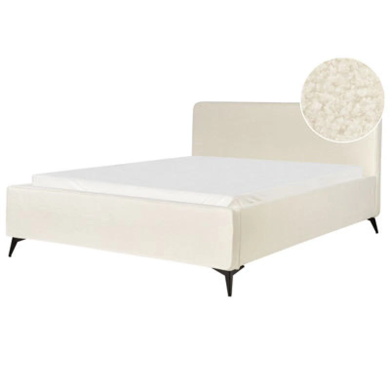 Image of Beliani Bed Boucle Valognes 180 X 200 Cm (Eu Super King) Off-White
