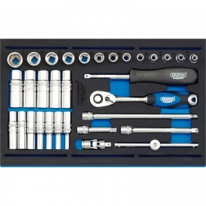 Image of Draper 32 Piece 1/4" Drive Socket Set In Eva Insert Tray 1/4"