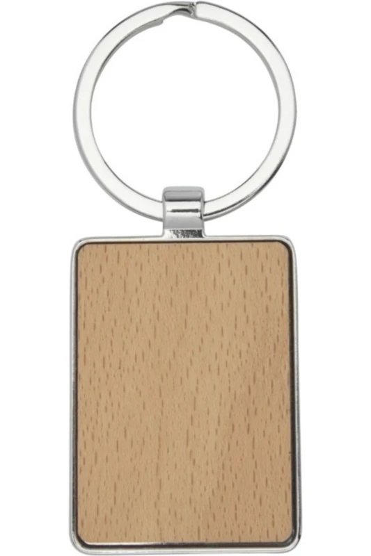 Image of Avenue Avenue Mauro Rectangular Beech Wood Keyring in Natural Natural One Size Unisex 5059958174726