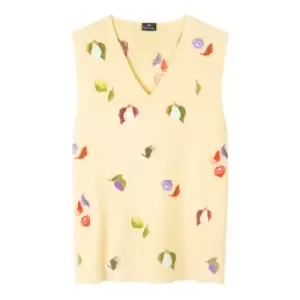 Image of Paul Smith Knitted V-neck Motif Tank Top In Yellow - Size M