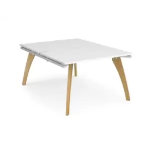 Image of Bench Desk 2 Person Rectangular Desks 1200mm White Tops With White Frames 1600mm Depth Fuze