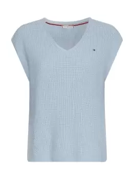 Image of Tommy Hilfiger Hayana Detailed V-neck Sweater Vest In Blue - Size L