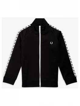 Image of Fred Perry Boys Tape Track Jacket - Black, Size 6-7 Years