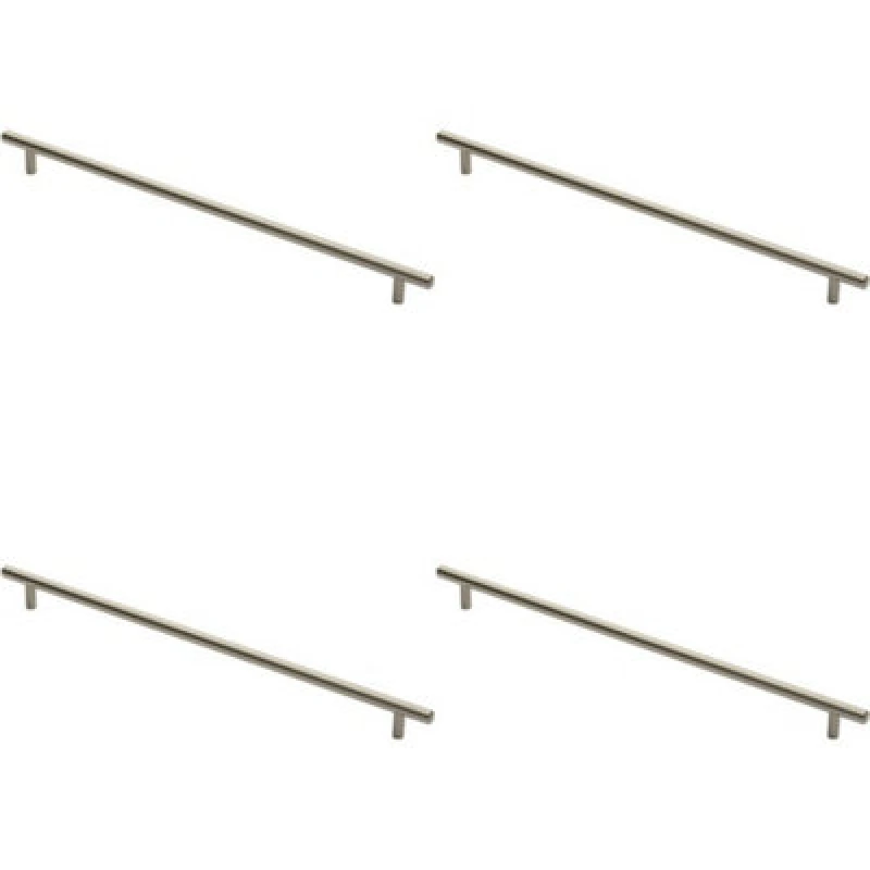 Image of Loops 4x Round T Bar Cabinet Pull Handle 444 x 12mm 384mm Fixing Centres Satin Nickel Metallics unisex