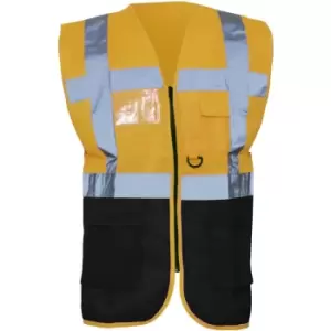 Image of Yoko Hi-Vis Premium Executive/Manager Waistcoat / Jacket (Pack of 2) (2XL) (Orange/Black) - Orange/Black